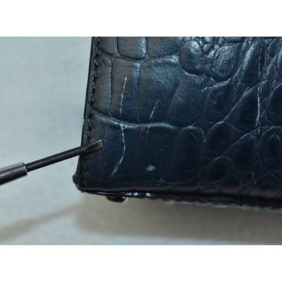 Kate Spade Valley Sinclair Orchard Shoulderbag Navy Leather Embossed Croc -Flaws - Picture 15 of 16